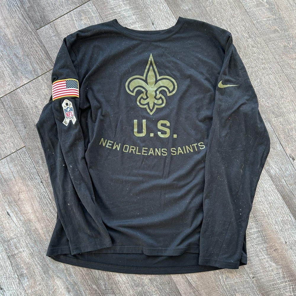 Nike NFL New Orleans Saints Salute To Service On-Field LS Shirt Black Men's L